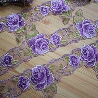 Dentelle brodée en maille rose violette de 11 cm de large, accessoires pour vêtements ethniques, rideaux, maison, fabrication artisanale, textile de haute qualité, marque ZSM