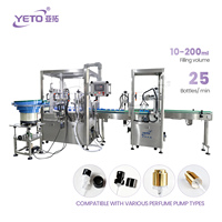 Ligne de production Yeto entièrement automatique pour le lavage, le remplissage, le bouchage et le sertissage de flacons de parfum liquide pour les petites entreprises