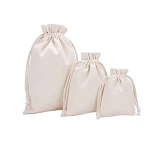 Custom Logo <b>Fabric</b> Cotton Covers Drawstring Dust <b>Bag</b> Recyclable Small Canvas Drawstring Gift Packaging Pouch <b>Bag</b> for Jewelry - Product Image 1
