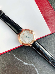 Montre mécanique automatique élégante et tendance, bracelet en cuir de vache à motif crocodile noir brillant, cadran radial gravé - Product Image 2