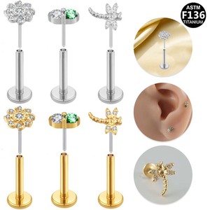 Boucles d'oreilles pendantes libellule plaquées titane, en alliage G23, bijoux de piercing pour oreille, lèvre, cartilage - Product Image 1