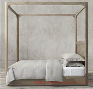 Phong Cách Pháp Phòng Ngủ Cổ Điển Gỗ Cổ Bốn Bài King-Size Giường Đôi Đồ Nội Thất - Product Image 3