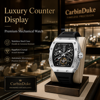 Montre mécanique automatique de luxe personnalisée en forme de tonneau, bracelet en silicone, verre saphir, étanche, montre sport OEM