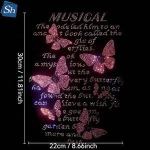 Transferência Termocolante de Strass com Pena de Pavão Brilhante e Motivo Floral Azul Royal e Vermelho Rubi para Decoração DIY de Vestidos de Noite, Atacado - Product Image 2