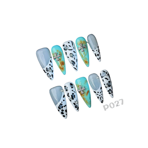 <span class=keywords><strong>Ongles</strong></span> à presser en acrylique de luxe personnalisés en gros <span class=keywords><strong>avec</strong></span> colle, motif Océan, faible MOQ, production rapide en 72H, échantillon gratuit - Product Image 2