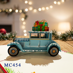 Carte de vœux de Noël 3D pop-up tendance, faite main, découpée en papier, pour cadeaux de voiture, carte cadeau personnalisée de Noël, Hanoi Offset - Product Image 1