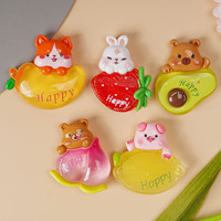 Breloques en résine brillante effet glacé, motifs fruits et animaux de dessin animé, pour coques de téléphone, bracelets, accessoires de bricolage et embellissements artisanaux