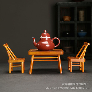 Juego de mesa y sillas de bambú tejido con tetera hecha a mano para decoración del hogar - Product Image 3