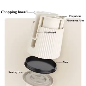 Porte-couteaux de cuisine en plastique rotatif avec rangement pour cuillères et baguettes pour couteaux et accessoires - Product Image 6