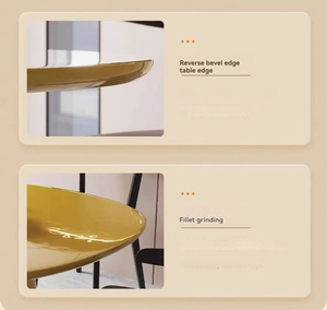 Rounded Edge Rectangle <strong>Solid</strong> <strong>Wood</strong> High-lacquer Durable Dinner <strong>Desk</strong> Integrated Tapered Cone Base Waterproof Easy Clean Table - Product Image 5