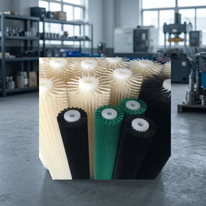 Nylon Roller <b>Brush</b> Round Cylindrical <b>with</b> Plastic Core Shaft Beige Black Green White - Product Image 3