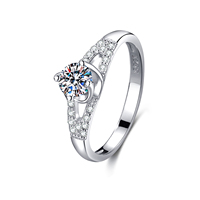 Bague en argent massif 925 avec moissanite 0,5 carat, certifiée GRA, bijoux étincelants pour elle, cadeau de demande en mariage pour femme, vente en gros