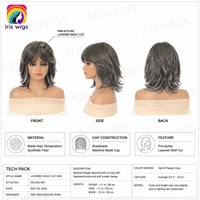Perruque en fibres synthétiques naturelles pour femme, couvrante, avec frange queue de loup, mèches brunes, résistante aux hautes températures, volumineuse et réaliste