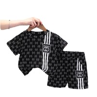 Conjunto de Ropa de Verano para Niños 2024, Traje Informal de Estilo Coreano de Dos Piezas con Manga Corta, Seda de Leche y Poliéster