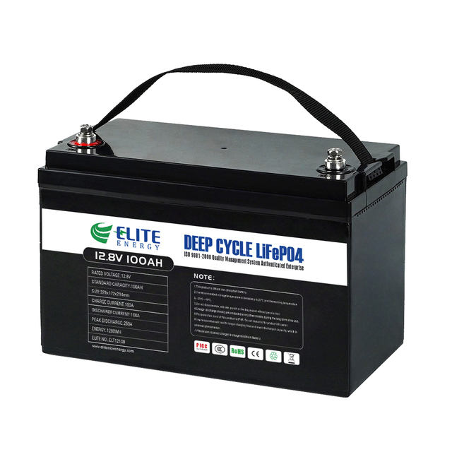 Elite Deep Cycle 12.8V 100Ah LiFePO4 Energy Storage Battery Pack CE Certified 6000 Cycles Rechargeable Solar Lithium Ion BMS