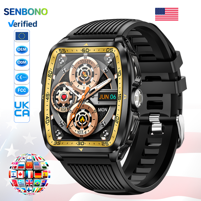 SENBONO KT83 Wearable Unisex Smartwatch Magnetic with Flashlight Large Battery Multi-Function Waterproof Smart Watch Outdoors