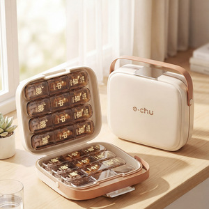 E-Chu Portable Pillbox 7-Day Large Capacity Airtight Storage Case For Medicine And Supplements Travel Use - Product Image 3