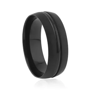 Gents wedding band hand finger mens rings for male men black stainless steel jewellery fashion accessories jewelry Ring 8mm