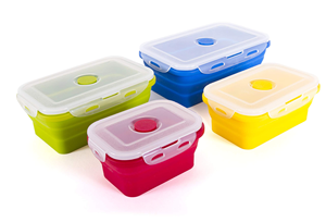Collapsible Silicone Food <b>Storage</b> Container Reusable Flat Stacks Silicone Folding Lunch <b>Box</b> - Product Image 4