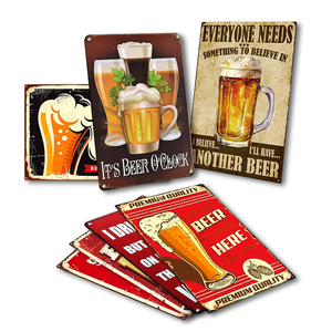 Letreros Retro de Calle en Blanco con Diseños de Jarras de Cerveza, Placas Personalizadas para Bares, Letreros de Aluminio para Exteriores - Product Image 4