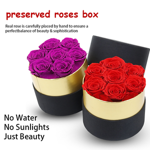 Vente d'usine, boîte cadeau de rose naturelle préservée pour la Saint-Valentin et Noël, boîte ronde authentique pour elle - Product Image 2