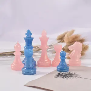 Diy كريستال قطرات الراتنج الجص مرآة الشطرنج قالب من السيليكون 3D الشطرنج مجلس قالب من السيليكون