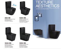 WC monobloc moderne carré à poser au sol, double chasse, siphon en P, siphon en S, personnalisable, noir mat, ensemble sanitaire pour salle de bain à chasse lente