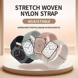 Bracelet Nylon Tressé Boucle Magnétique Bracelet 44 40 45 49 41mm pour Apple Watch Band Apple Watch Series 3 38mm Personnalisable 001