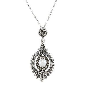 Ожерелье от производителя с уникальным дизайном из окисленного серебра, винтажное, под заказ, с изображением дерева жизни, коричневого фианита, марказита - Product Image 5