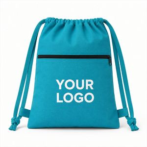 Premium <b>Heavy</b> <b>Duty</b> Canvas Drawstring <b>Backpack</b> with Zipper Pocket for School Sports Teams Custom Logo Gym Sack Pack Bulk - Product Image 1