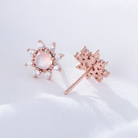 Pendientes de Plata de Ley 925 con Diseño de Girasol y Piedra Lunar, Diseño Profesional Personalizado de Fábrica, los Más Populares y Asequibles