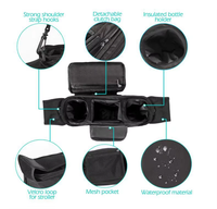 Sac de rangement multifonctionnel pour landau pour bébé Pochette détachable et pochette pour téléphone portable Sac organisateur pour landau en polyester durable