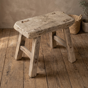 Contemporary Convertible Foldable Handmade Solid Wood Stool Fabric Upholstery <b>Antique</b> Finish Living Room Furniture Home Decor - Product Image 3