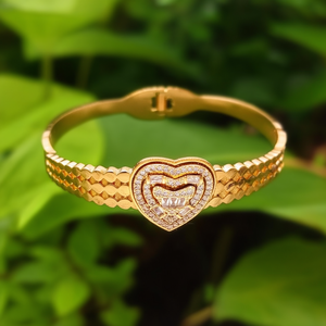 Fashion Bangle 316L Stainless Steel PVD Gold Plating Heart Design <b>For</b> <b>Women</b> Jewelry - Product Image 3