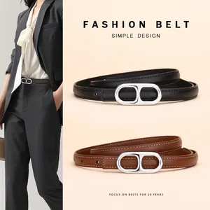 <span class=keywords><strong>Cintura</strong></span> in Denim in <span class=keywords><strong>pelle</strong></span> da <span class=keywords><strong>donna</strong></span> 1.3cm alla moda con fibbia in lega d'argento lucida e anello in metallo stile semplice Versatile - Product Image 2