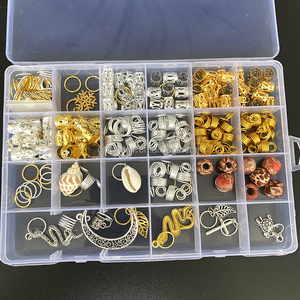 Perline Decorative per Dreadlocks Africani, Anelli per Capelli con Motivi a Barilotto, Perline in Plastica e Legno per Accessori per Capelli - Product Image 1