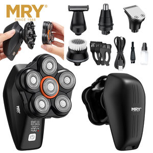 ใบมีดโกนแบบหมุนได้ MRY 5 in 1 6D สำหรับเครื่องโกนหนวดไฟฟ้าแบบโกนสะอาด พร้อมจอ LCD กันน้ำ IPX6 ใช้ได้ทั้งแบบเปียก/แห้ง สำหรับโกนศีรษะ - Product Image 1
