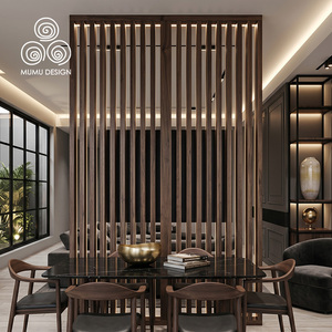 Freestanding Timber <strong>Screen</strong> Anti Warping Solid Wood Slats Vertical Wood Battens <strong>Decorative</strong> Partition Wall for Hotel Lobby - Product Image 3
