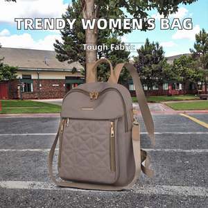 Mochila de PU con doble cremallera y cordón ajustable para mujer, estilo lujoso, venta al por mayor, bolso de moda. - Product Image 2