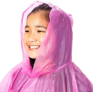 Çocuk sevimli PEVA taşınabilir dayanıklı yüksek kaliteli şeffaf plastik yağmur panço