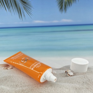 50ml Custom Cosmetic Whitening Clear <b>Sunscreen</b> Lotion Packaging Printed Soft Empty Oval Flat Squeeze Tube For SPF 50 Sunblock - Product Image 3
