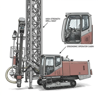 Foreuse de surface DTH sur chenilles, entièrement hydraulique, à moteur diesel B5A, avec pompe, diamètre de trépanation 90-138 mm, profondeur de forage 21 m