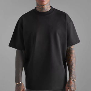 T-shirt Homme Oversize en Coton Tricoté Uni 280 GSM, Anti-Plis Respirant Décontracté de Haute Qualité - Product Image 1
