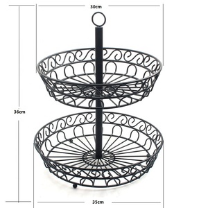 Corbeille à fruits en fil métallique à 2 niveaux pour fruits, légumes et collations, à poser sur comptoir - Product Image 3