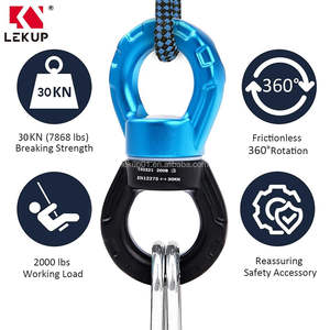 7075 Aviation aluminium 35KN 360 degrés sécurité dispositif de rotation mousqueton Clip escalade corde Web <span class=keywords><strong>arbre</strong></span> balançoire pivotant Spinner - Product Image 3