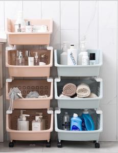 Plastic Multi-layer Shelf Floor Kitchen Storage Rack Stacked With Multifunctional Toy Sundries Shelf