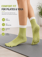 Chaussettes de Pilates personnalisées à cinq doigts avec semelle antidérapante en silicone pour les séances de yoga et de barre d'automne
