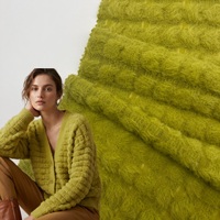 Tissu extensible en fausse fourrure Chartreuse, fil plumeux, chaud et moelleux, en nylon et élasthanne, tricoté chaîne, pour hauts et pulls pour femmes
