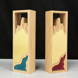 Trophée <span class=keywords><strong>en</strong></span> <span class=keywords><strong>bois</strong></span> personnalisé avec silhouette de montagne et plaque dorée, récompense rectangulaire <span class=keywords><strong>creuse</strong></span> pour la reconnaissance des réalisations professionnelles MH-J0113 - Product Image 2