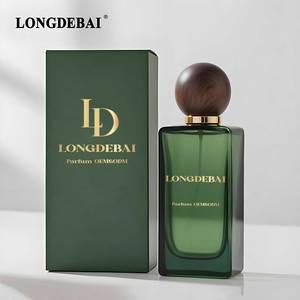 OEM Custom Perfume Crimp Spray Bottle 50ml 100ml Amber Wooden Lid Square Empty Perfume <b>Glass</b> Bottle with <b>Packaging</b> Box - Product Image 3